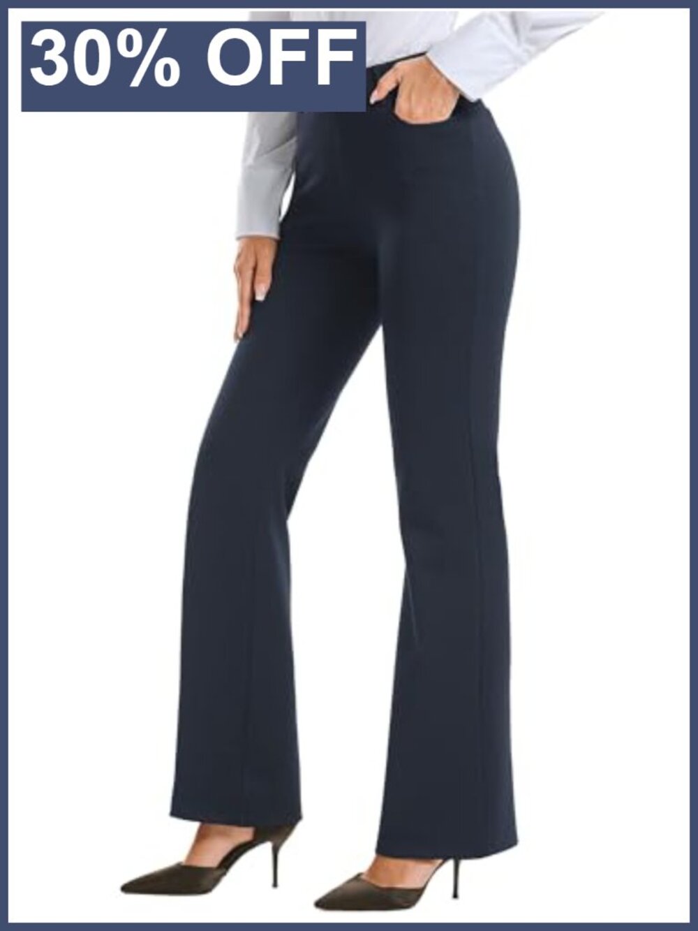 Stretch Pull On Bootcut Dress Pants Slacks with Pockets Work